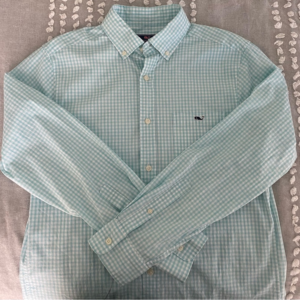 Vineyard Vines Button-Down Classic Fit Tucker Shirt Aqua Small